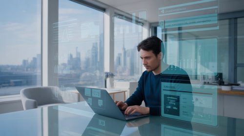 small business owner working on laptop